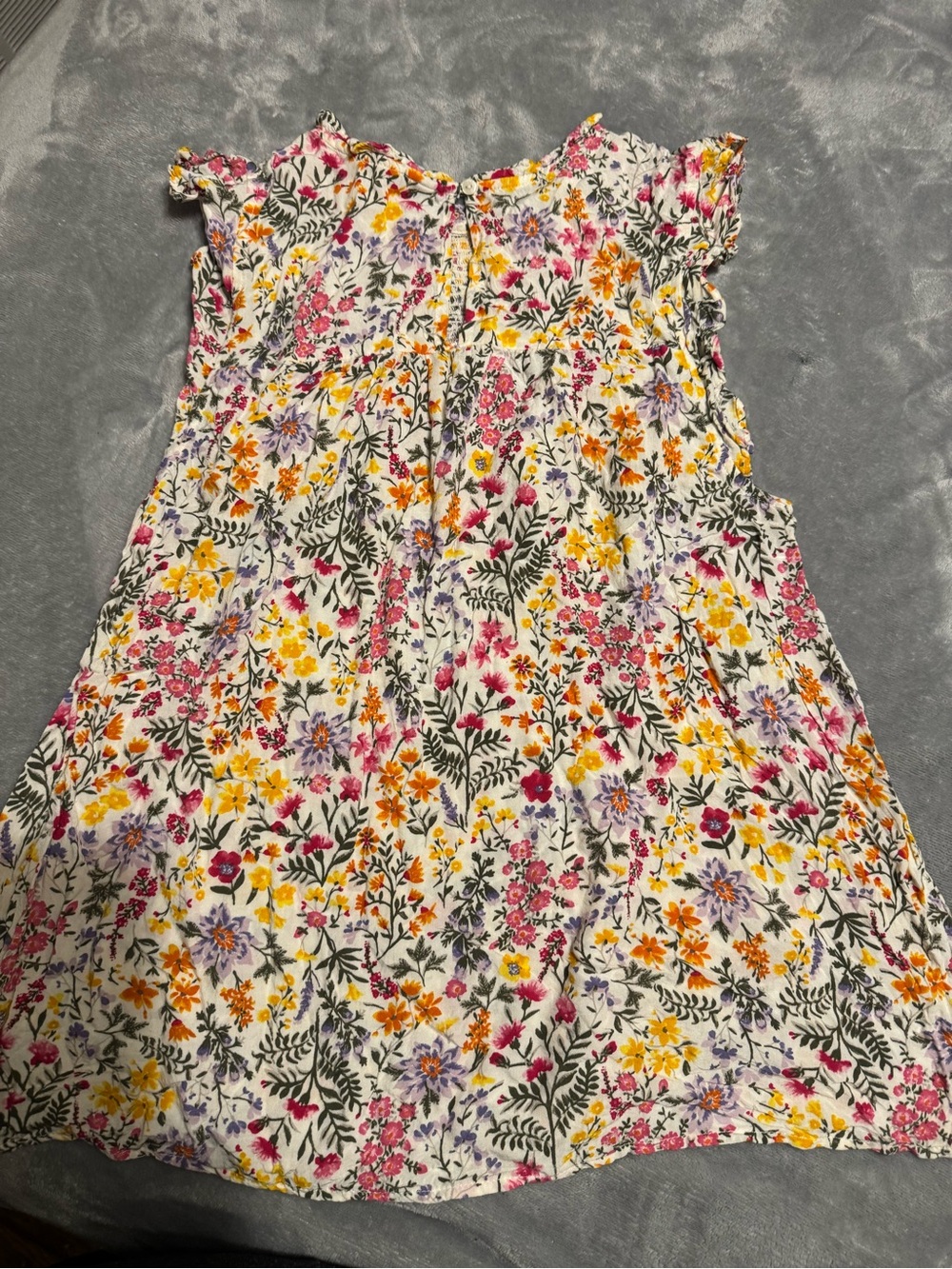Old Navy White Floral Sundress with Pink, Yellow & Purple Blooms